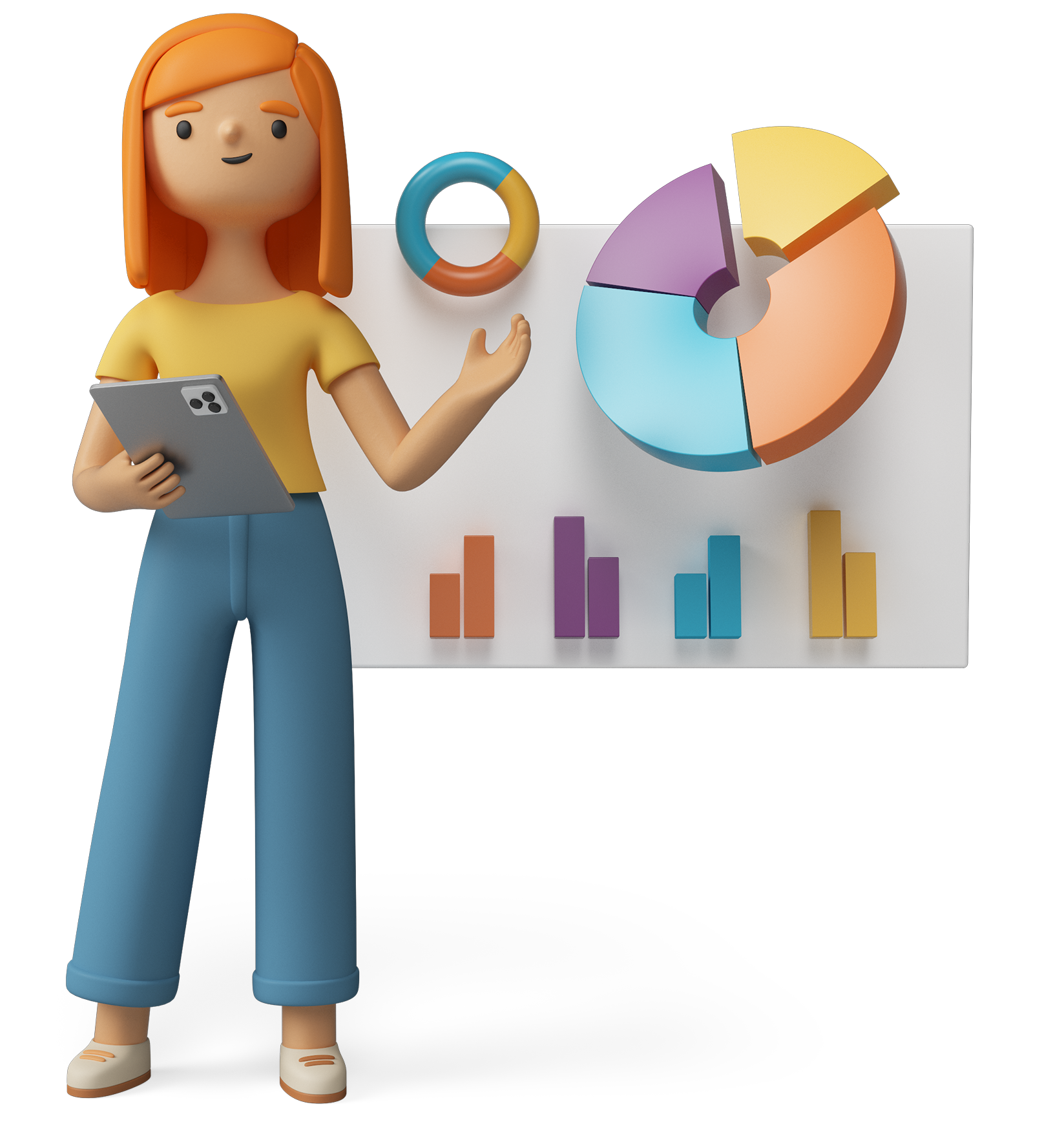 Character with a chart
